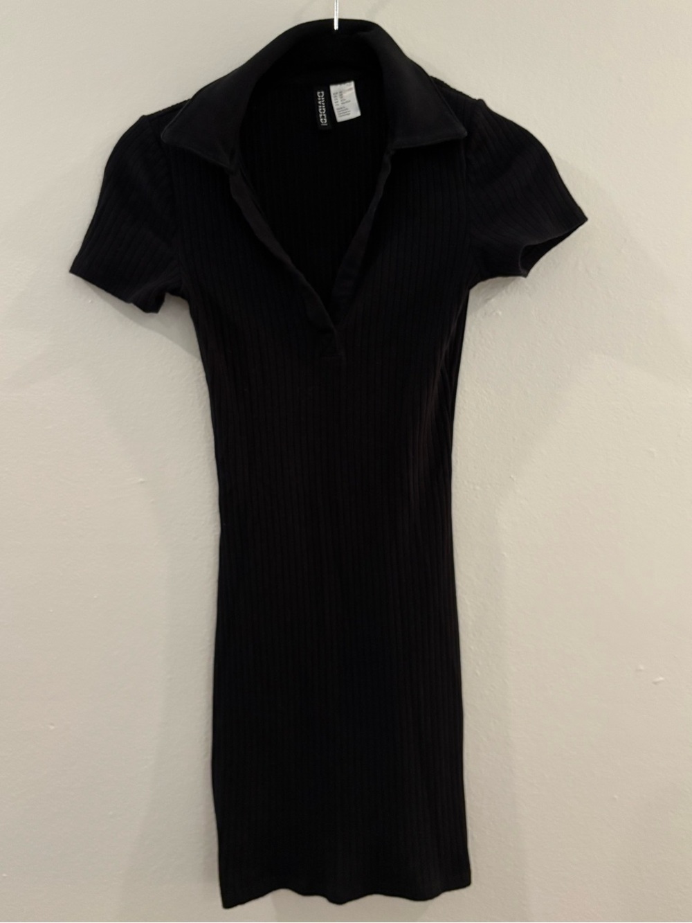 Divided Black Ribbed Polo Mini Dress